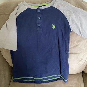 Boys shirt.  Brand Polo.  Size 14/16.  Navy/ Gray
